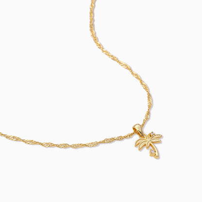 ["Palm Tree Pendant Necklace ", " Gold ", " Product Detail Image ", " Uncommon James"]
