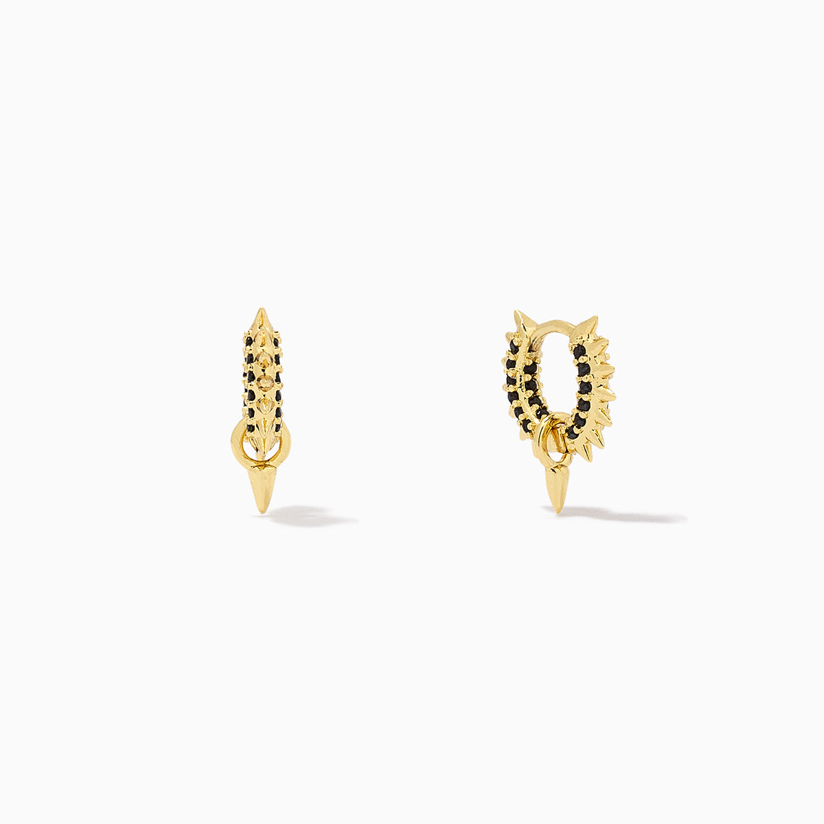 Tiny Black Spike Post Earrings 14K Gold Fill