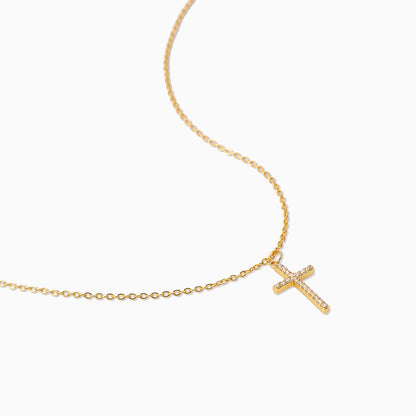 ["Pavé Cross Necklace ", " Gold ", " Product Detail Image ", " Uncommon James"]
