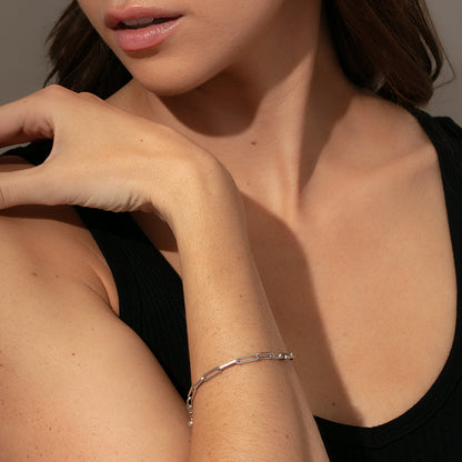 ["Basic Paperclip Chain Bracelet ", " Sterling Silver ", " Model Image ", " Uncommon James"]