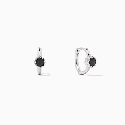 ["Center Stage Huggie Earrings ", " Sterling Silver Black ", " Product Image ", " Uncommon James"]