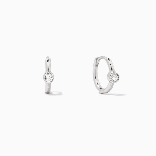 Center Stage Huggie Earrings | Sterling Silver Clear | Product Image | Uncommon James
