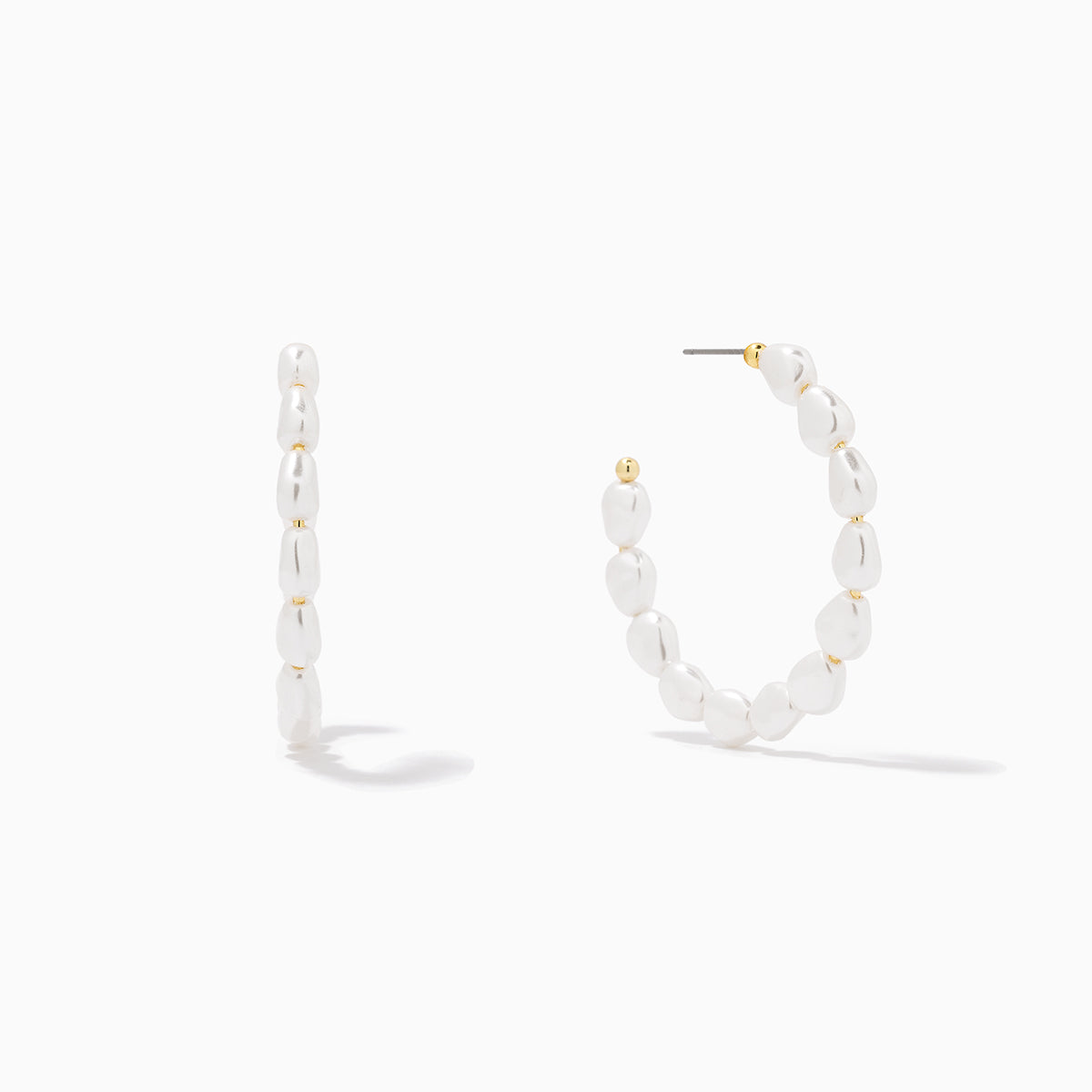 Classy Pearl Hoop Earrings | Gold | Product Image | Uncommon James