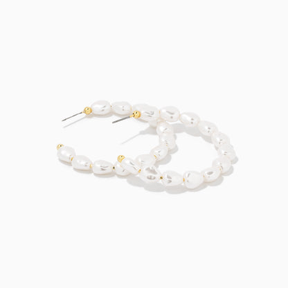 Classy Pearl Hoop Earrings | Gold | Product Detail Image | Uncommon James