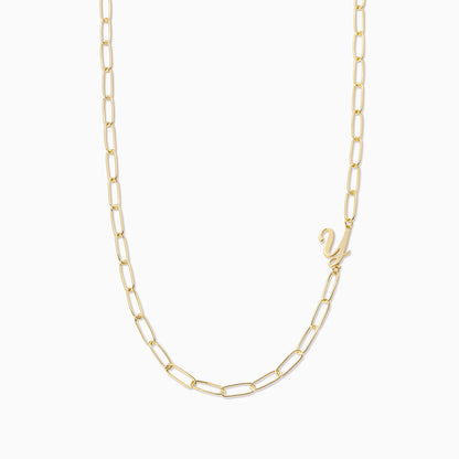 ["Cursive Initial Necklace ", " Gold Y ", " Product Image ", " Uncommon James"]