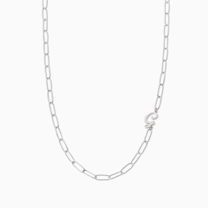 ["Cursive Initial Necklace ", " Silver G ", " Product Image ", " Uncommon James"]