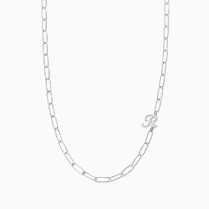 ["Cursive Initial Necklace ", " Silver R ", " Product Image ", " Uncommon James"]