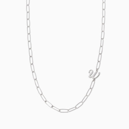 ["Cursive Initial Necklace ", " Silver W ", " Product Image ", " Uncommon James"]