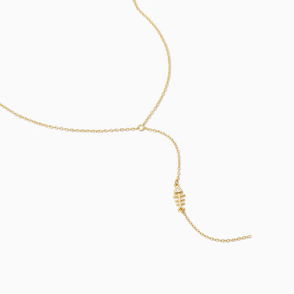 ["Fish Bone Lariat Necklace ", " Gold ", " Product Detail Image ", " Uncommon James"]
