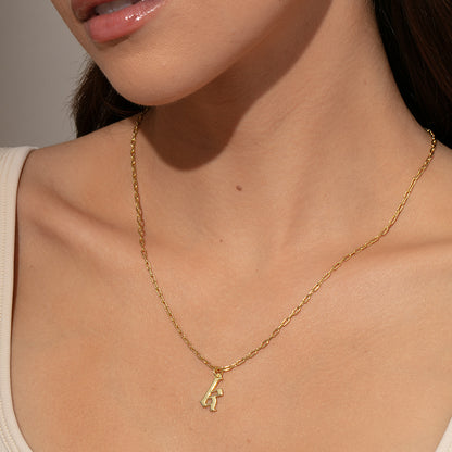 Gothic Initial Pendant Necklace | Gold | Model Image 2 | Uncommon James