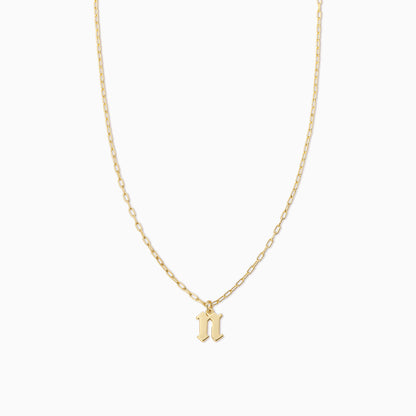 ["Gothic Initial Pendant Necklace ", " Gold N ", " Product Image ", " Uncommon James"]