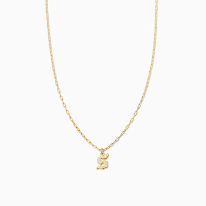 ["Gothic Initial Pendant Necklace ", " Gold S ", " Product Image ", " Uncommon James"]