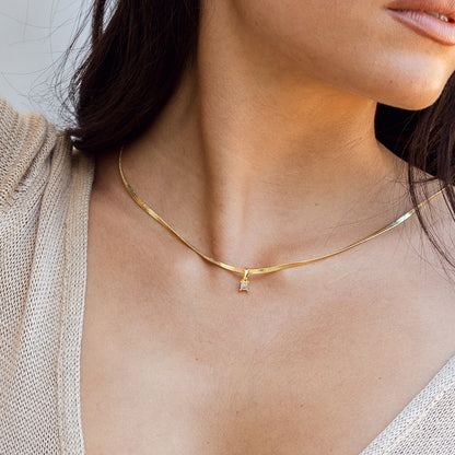 Work It Herringbone Chain Necklace | Gold | Model Image | Uncommon James