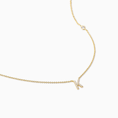 ["Pavé Initial Necklace ", " Gold ", " Product Detail Image ", " Uncommon James"]