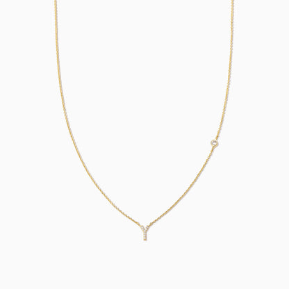 ["Pavé Initial Necklace ", " Gold Y ", " Product Image ", " Uncommon James"]
