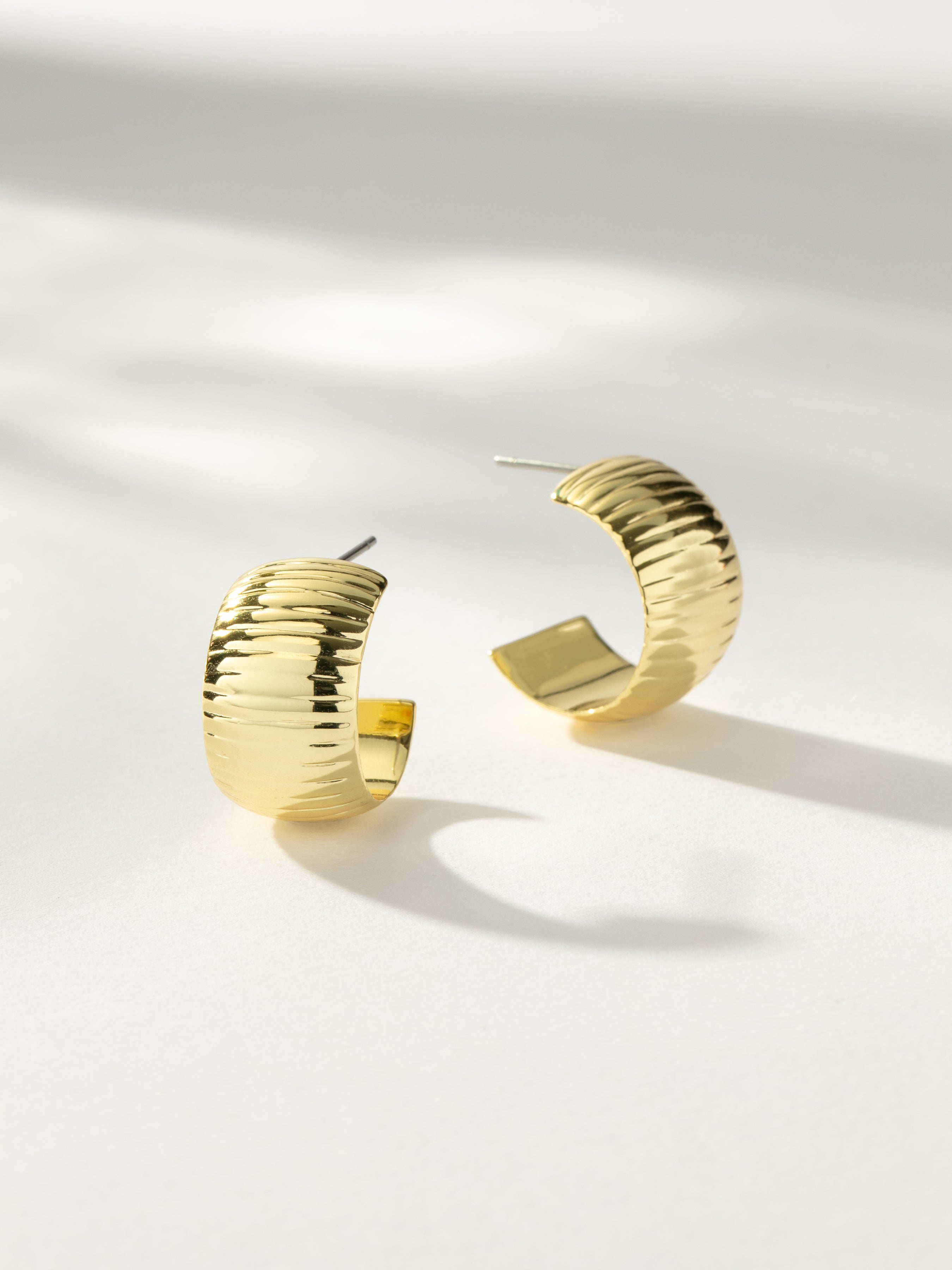 Ribbed Statement Hoop Earrings in Gold | Uncommon James