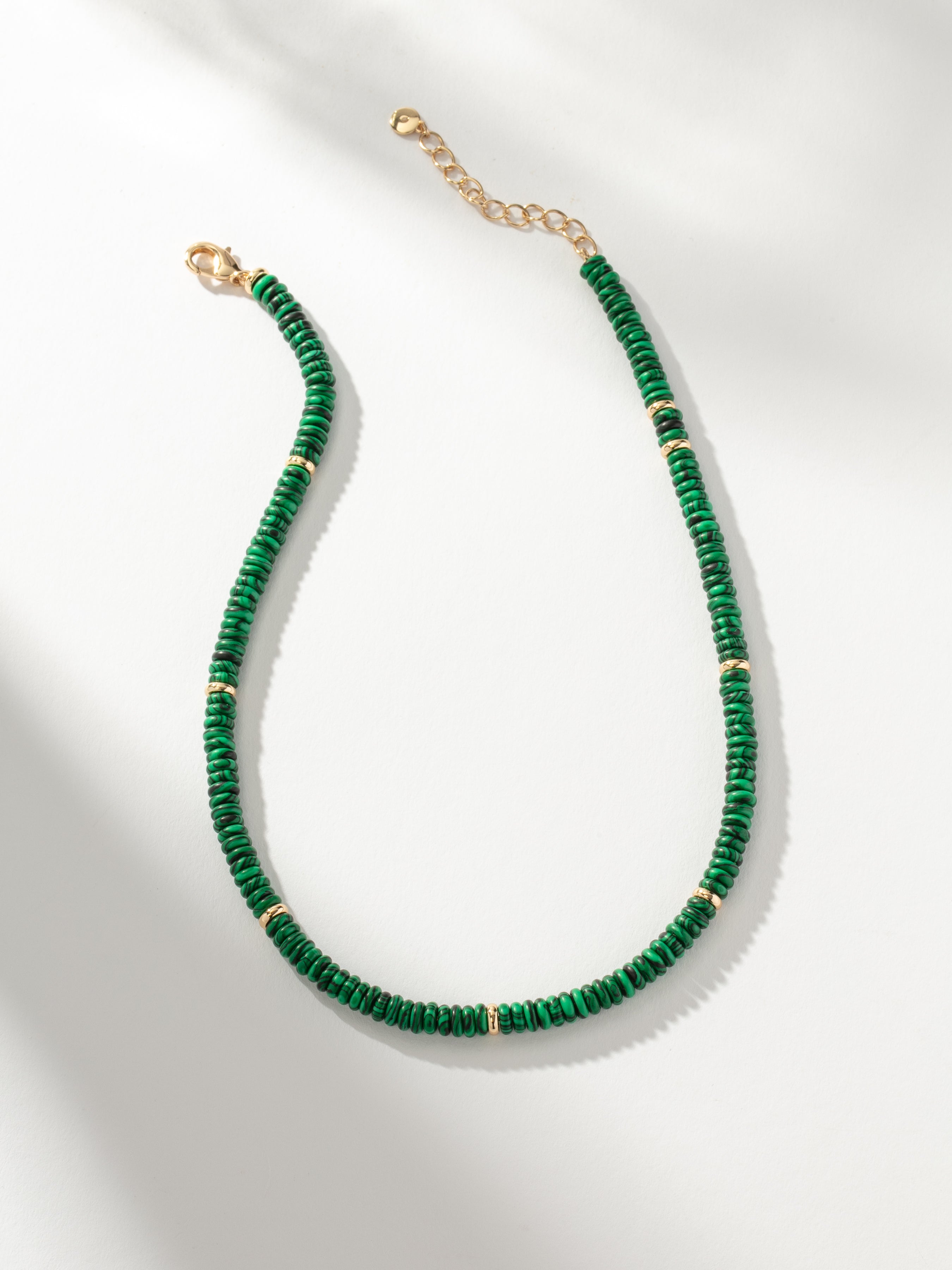 Venice Beaded Necklace in Gold and Green | Uncommon James
