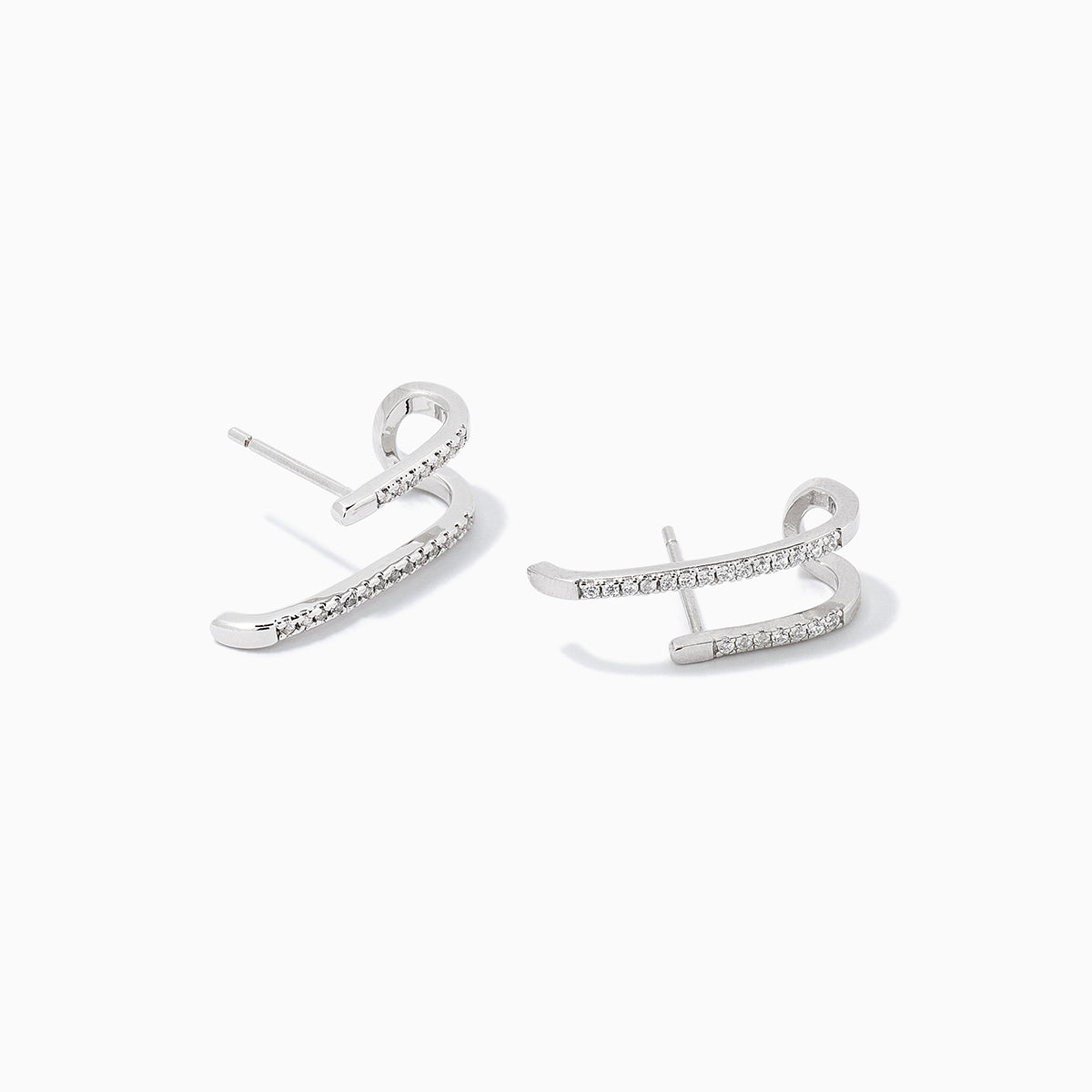 Double Vision Ear Climber | Sterling Silver Clear | Product Detail Image | Uncommon James
