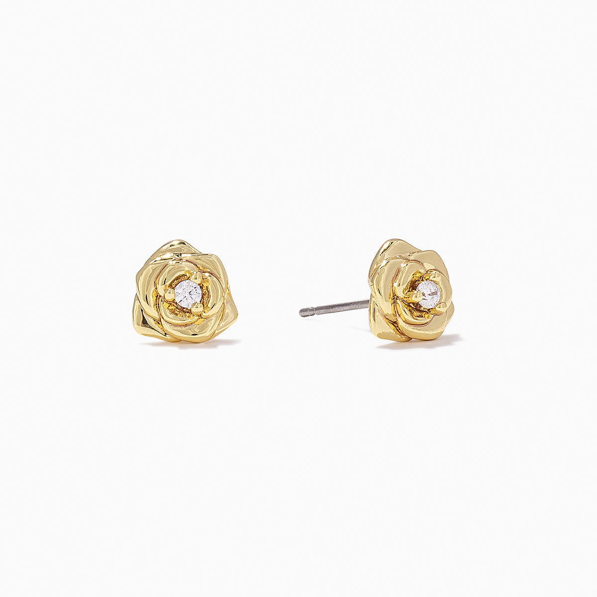 Rose Stud Earrings in Gold, Rose Jewelry