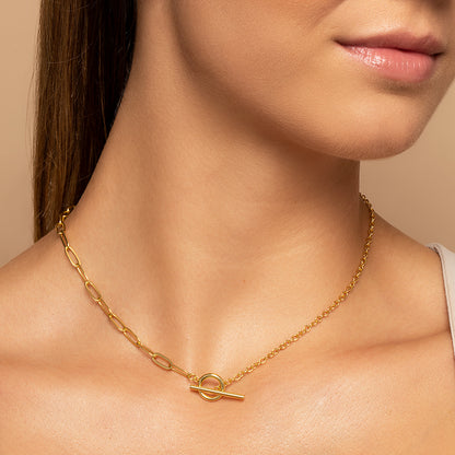 ["Mixed Emotions Necklace ", " Gold ", " Model Image ", " Uncommon James"]
