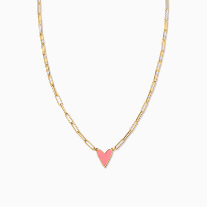 Enamel Heart Necklace | Gold Hot Pink | Product Image | Uncommon James