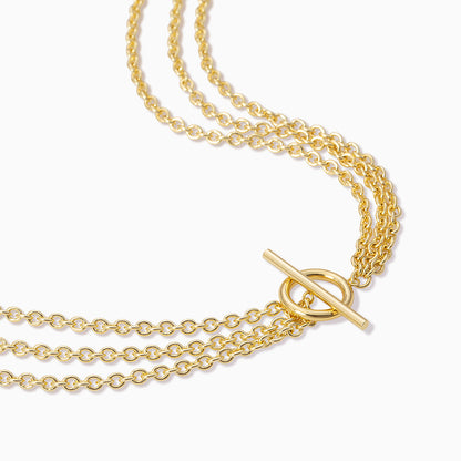 ["Iconic Triple Chains Necklace ", " Gold ", " Product Detail Image ", " Uncommon James"]