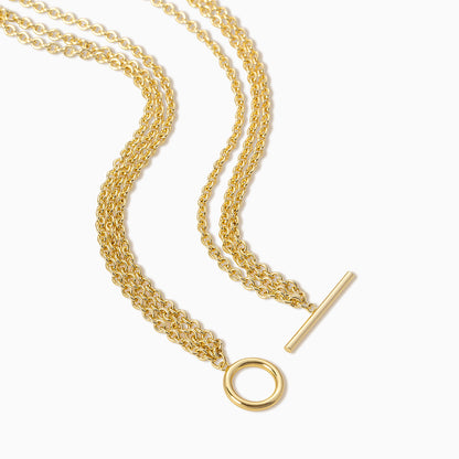 ["Iconic Triple Chains Necklace ", " Gold ", " Product Detail Image 2 ", " Uncommon James"]