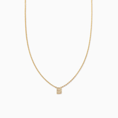 ["Initial Here Necklace ", " Gold B ", " Product Image ", " Uncommon James"]