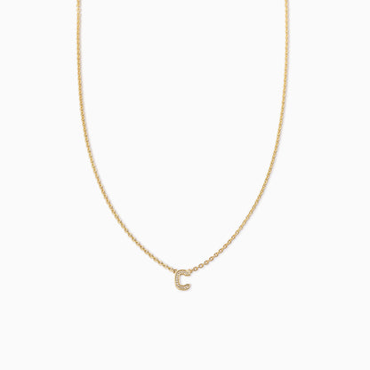 ["Initial Here Necklace ", " Gold C ", " Product Image ", " Uncommon James"]