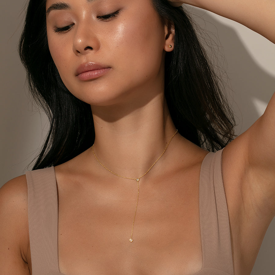Little Things Lariat Necklace | Gold | Model Image 2 | Uncommon James