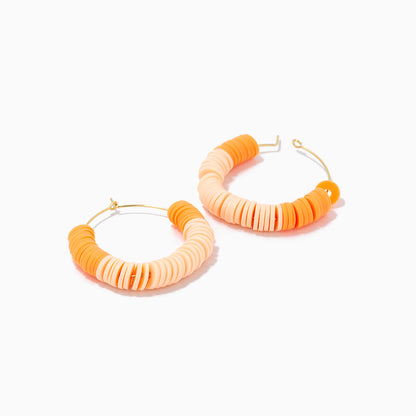 Heishi Bead Hoop Earrings | Gold Peach | Product Detail Image | Uncommon James