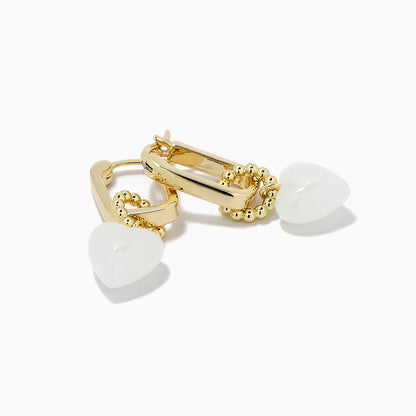 Sweetheart Earrings | Gold White | Product Detail Image | Uncommon James