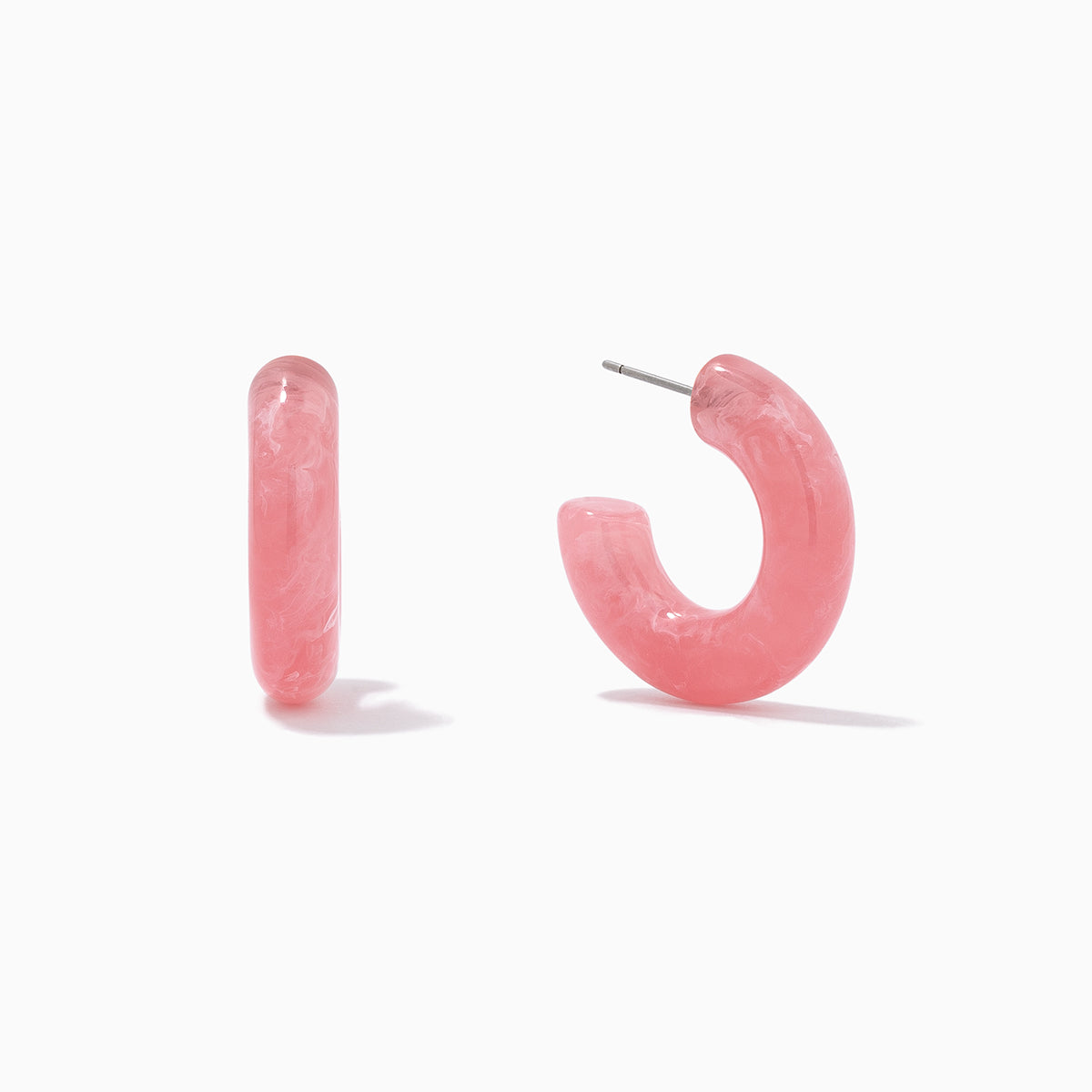 Tube Hoop Earrings | Resin Marbled Pink | Product Image | Uncommon James