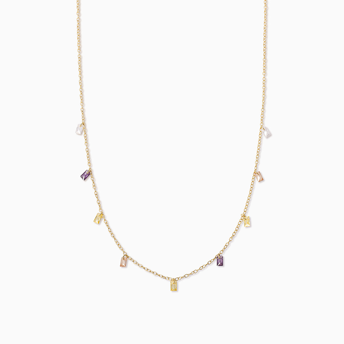 Watercolor Gem and Dainty Chain Necklace in Gold | Uncommon James