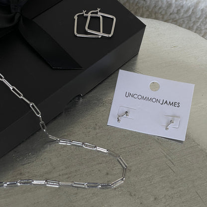 ["Mini Linked Up Necklace ", " Sterling Silver ", " Lifestyle Image 3 ", " Uncommon James"]
