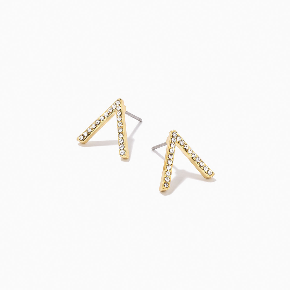 Little Stud Earrings in Gold, Pavé + V Shaped Earrings