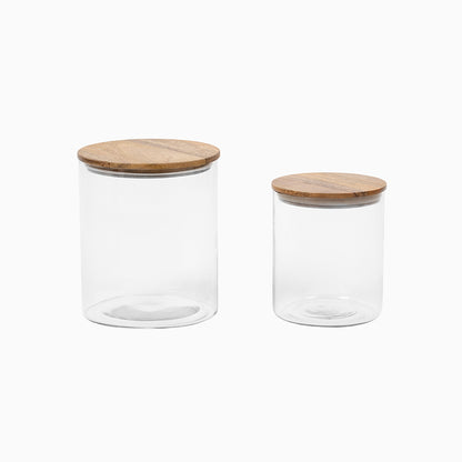 ["Glass Jars with Wooden Lids (Set of 2) ", " Product Image ", " Uncommon James Home"]