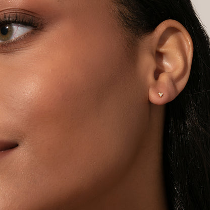Triangle Diamond Vermeil Stud Earrings | Gold Vermeil | Model Image | Uncommon James