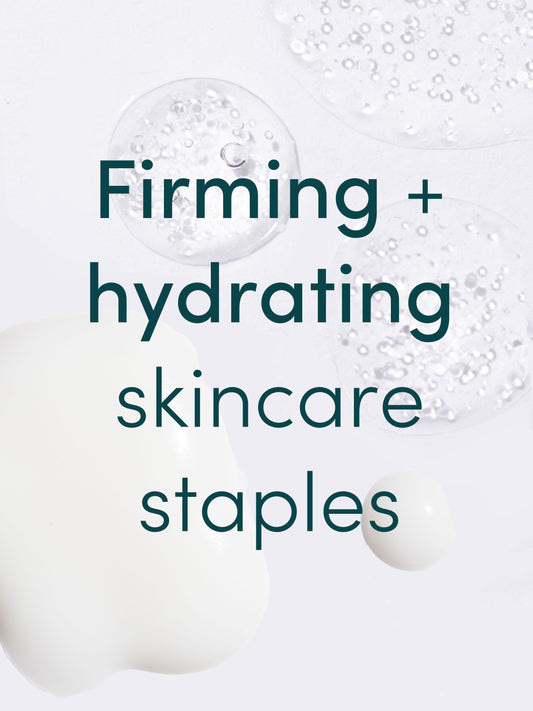 Anti-Aging Skincare Essentials Duo | Informational Image | Uncommon Beauty | Firming + hydrating skincare staples