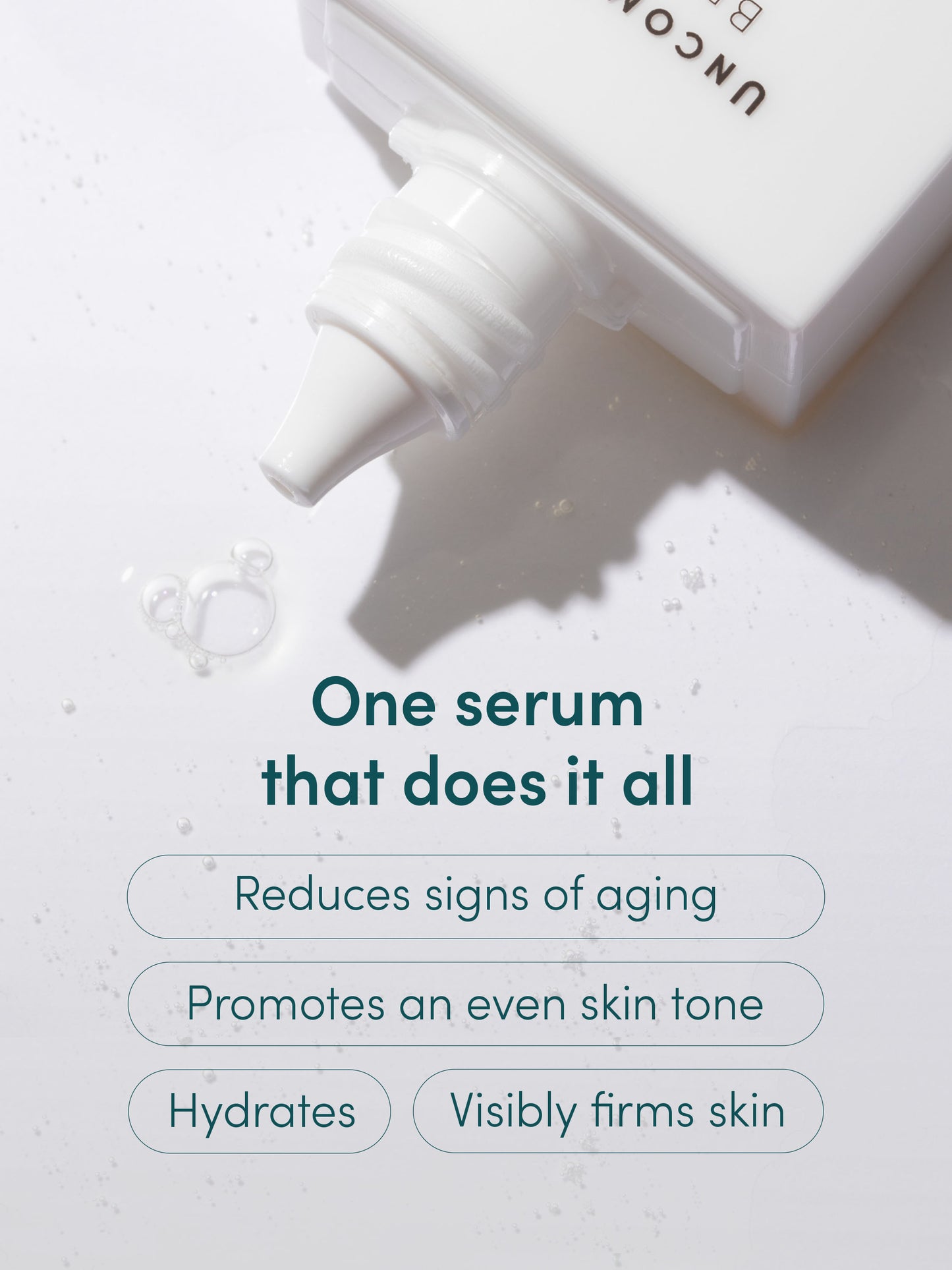 Anti-Aging Skincare Essentials Duo | Informational Image | Uncommon Beauty | One serum that does it all, reduces signs of aging, Promotes an even skin tone, Hydrates, Visibly firms skin 