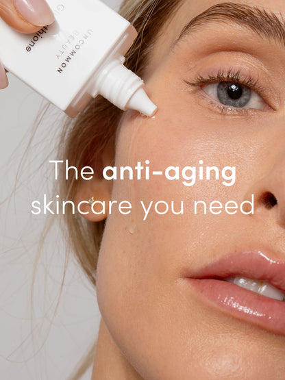 ["Anti-Aging Skincare Essentials Duo ", " Model Image ", " Uncommon Beauty ", " The anti-aging skincare you need"]
