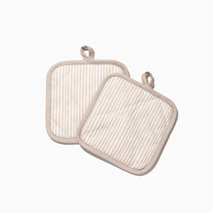 ["Tan Striped Pot Holder (Set of 2) ", " Product Image ", " Uncommon Lifestyle"]