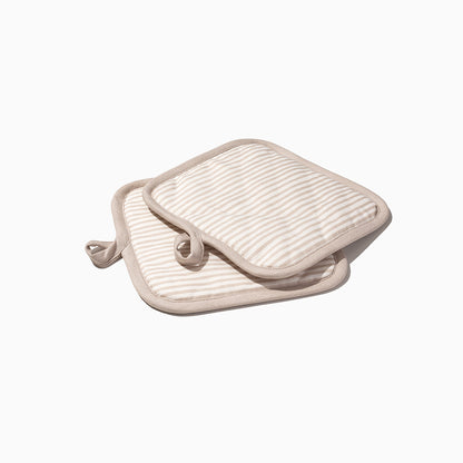 ["Tan Striped Pot Holder (Set of 2) ", " Product Detail Image ", " Uncommon Lifestyle"]