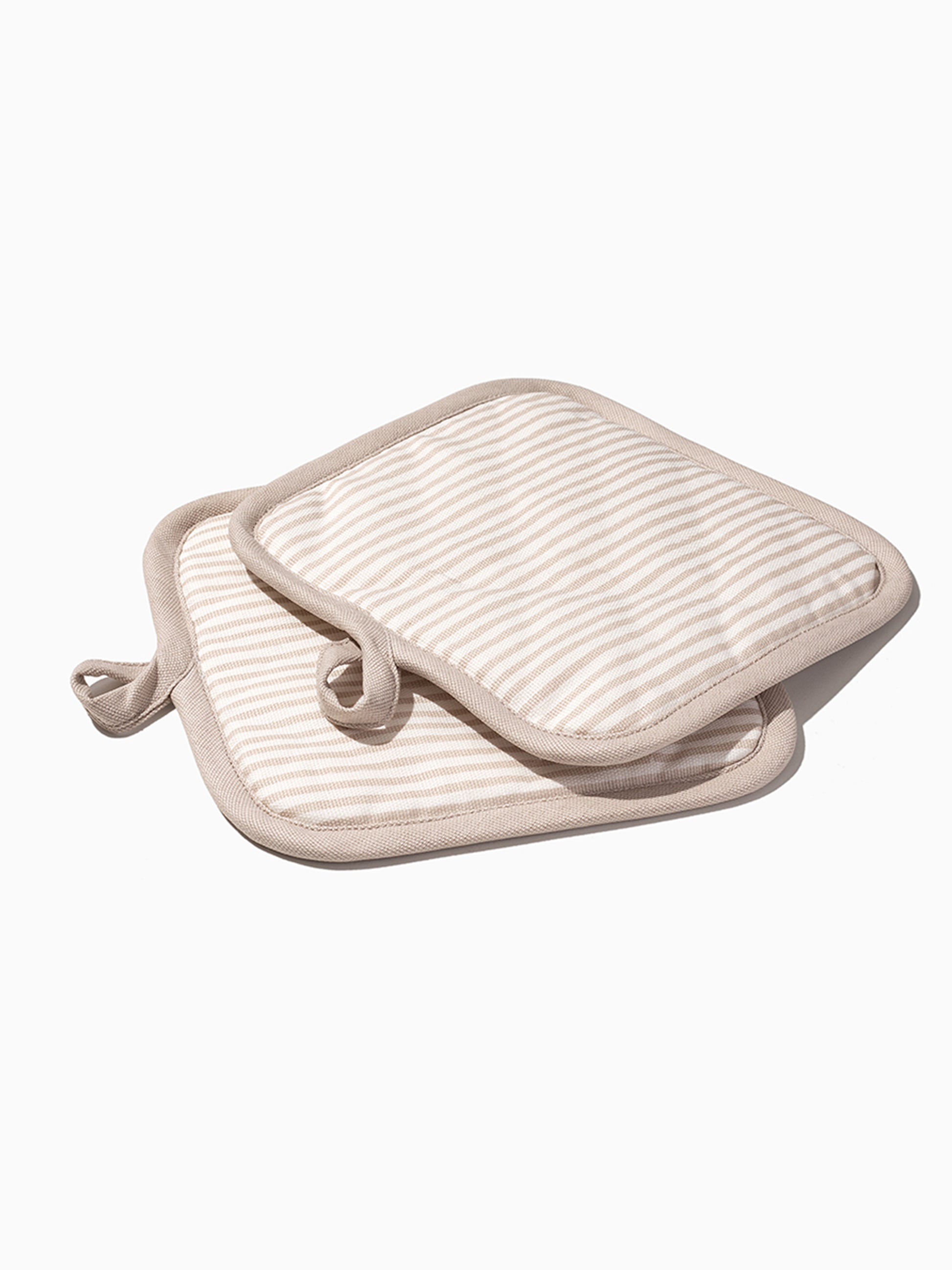 Tan Striped Pot Holder (Set of 2) | Product Detail Image | Uncommon Lifestyle