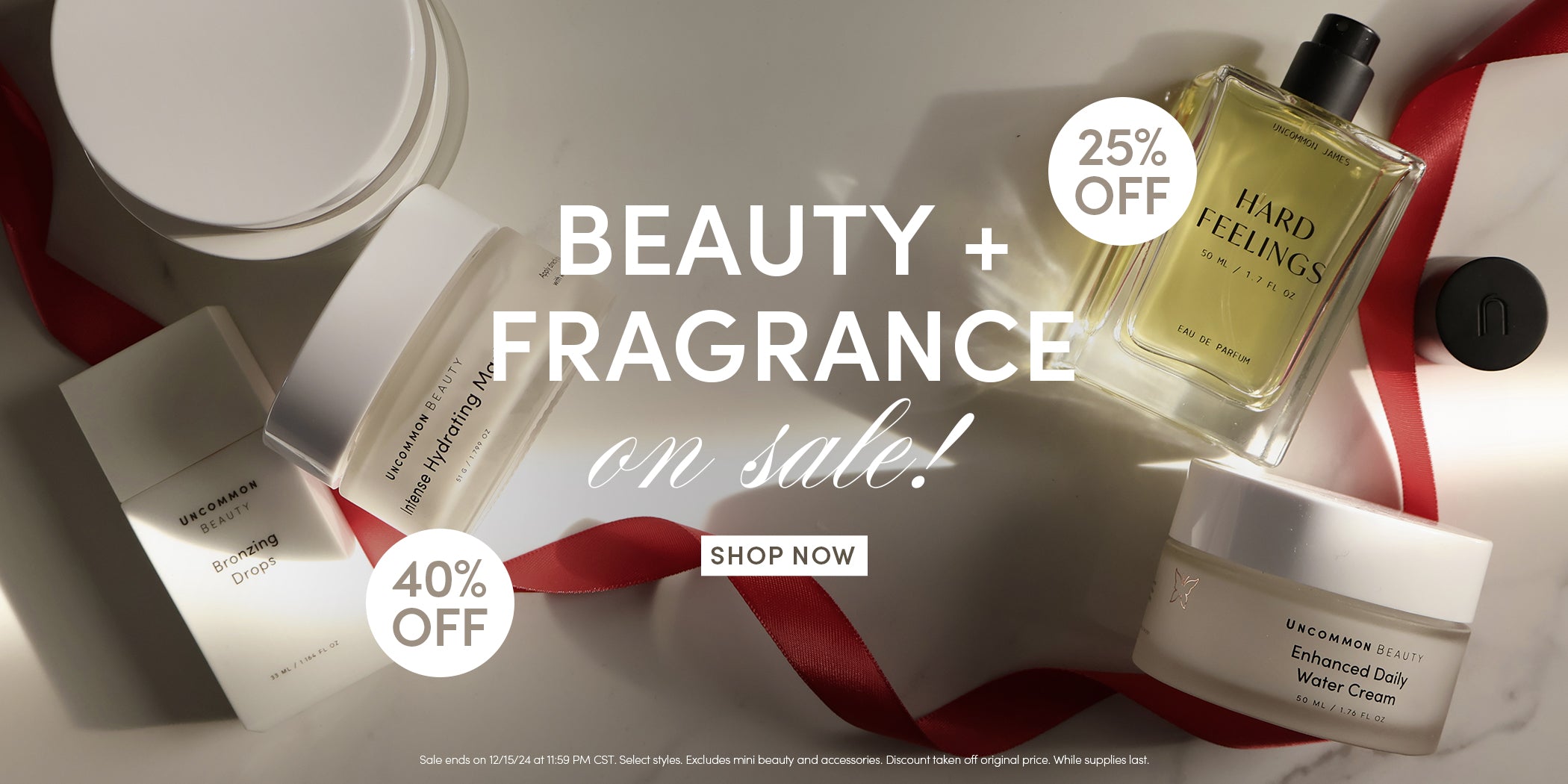 Beauty + Fragrance on sale! | 40% Off Beauty + 25% Off EWG Verified Fragrance | Shop Now | Sale ends on 12/15/24 at 11:59PM CST. Select styles. Excludes mini beauty and accessories. Discount take off original price. While supplies last.