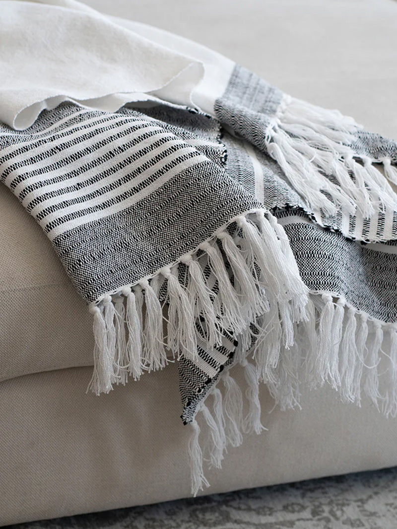 Black and White Cotton Throw Blanket | Uncommon James Home