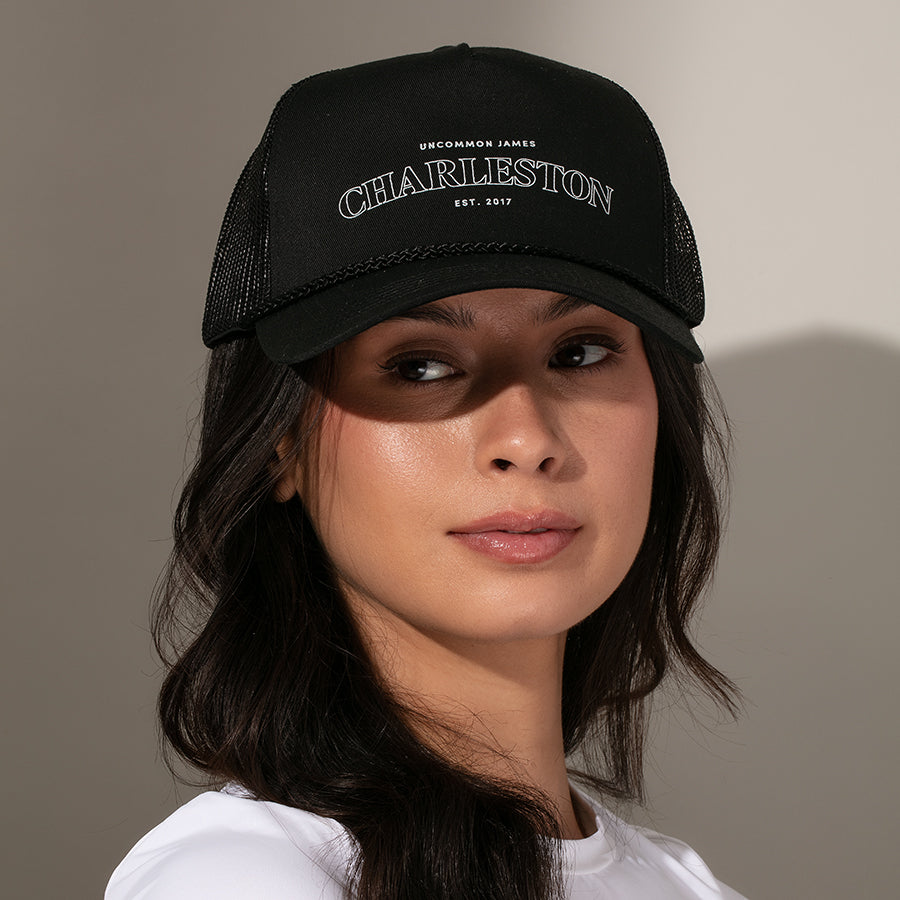 Charleston Trucker Hat | Black | Model Image 2 | Uncommon Lifestyle