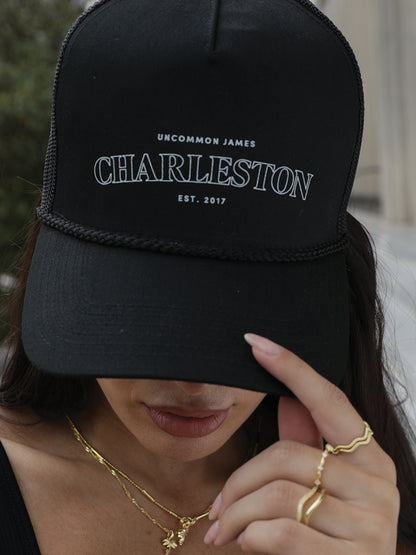 Charleston Trucker Hat | Black | Model Image | Uncommon Lifestyle