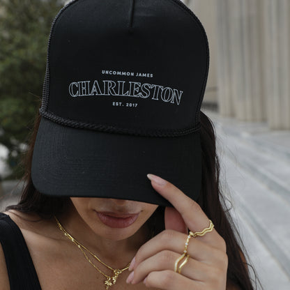 Charleston Trucker Hat | Black | Model Image | Uncommon Lifestyle