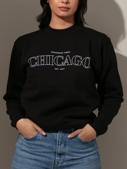 ["Chicago Sweatshirt ", " Black ", " Model Image 2 ", " Uncommon Lifestyle"]
